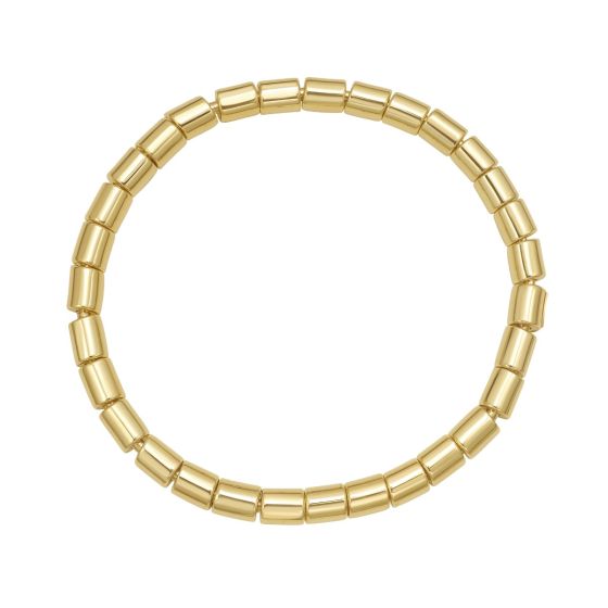 14K Yellow Gold Barrel Bead Stretch Bracelet