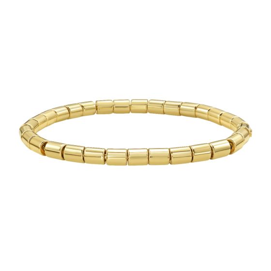 14K Yellow Gold Barrel Bead Stretch Bracelet