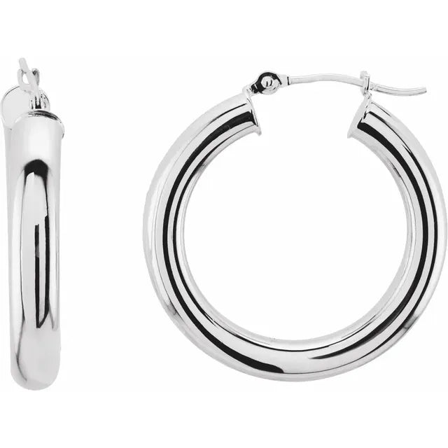 Round Tube Gold Hoop Earrings