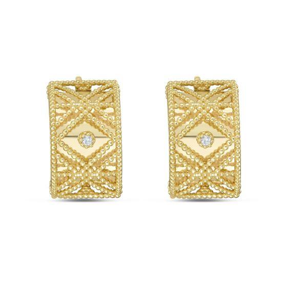 Éclat du Marais, 14K Gold Woven Diamond Stud Earrings