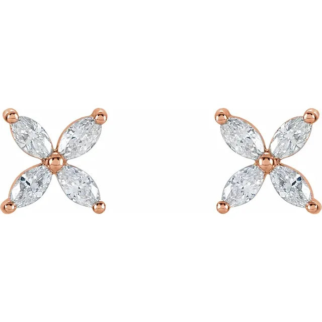 Les Petites Fleurs, Natural Diamond Cluster Marquise Earrings