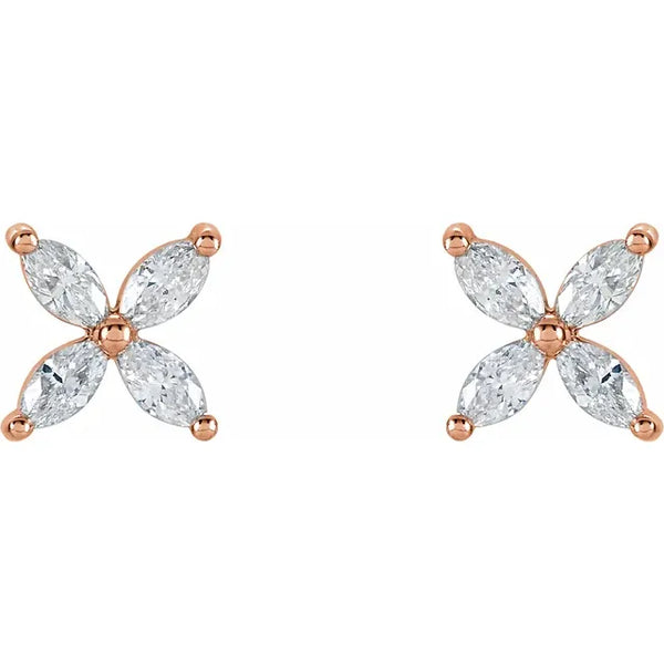 Les Petites Fleurs, Natural Diamond Cluster Marquise Earrings
