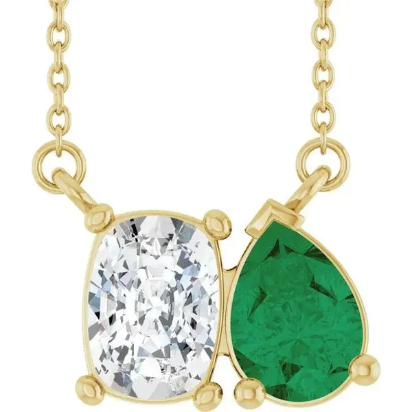 Lumière de Giverny, Diamond & Emerald Pendant Necklace