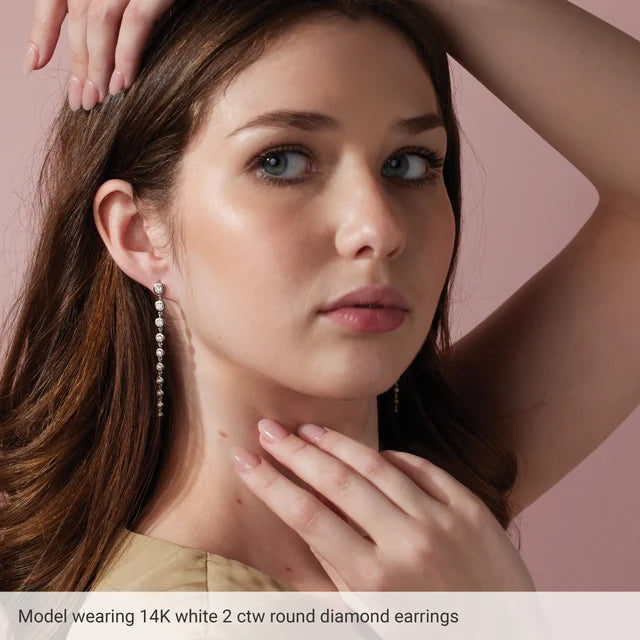 Lab-grown Diamond Bezel Dangle Earrings 2CTW