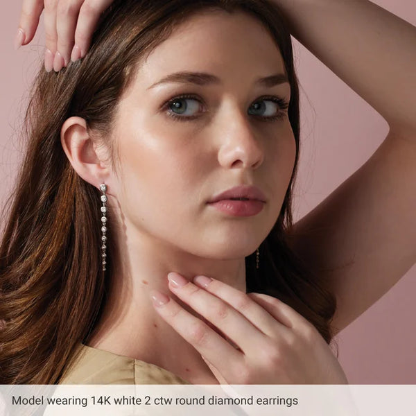 Lab-grown Diamond Bezel Dangle Earrings 2CTW