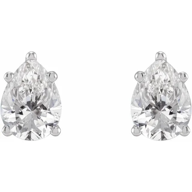 2 CTW Lab-Grown Diamond Stud Earrings Pear Shape