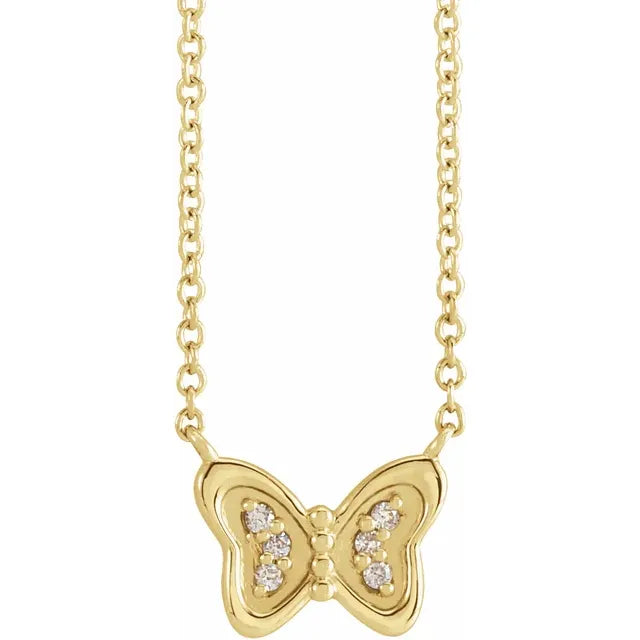 Natural Diamond Butterfly Necklace