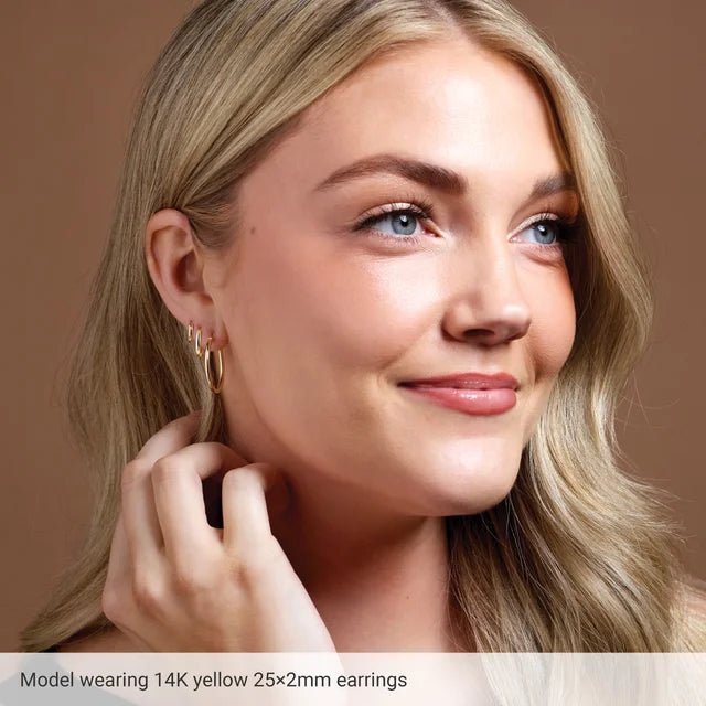 Round Tube Gold Hoop Earrings