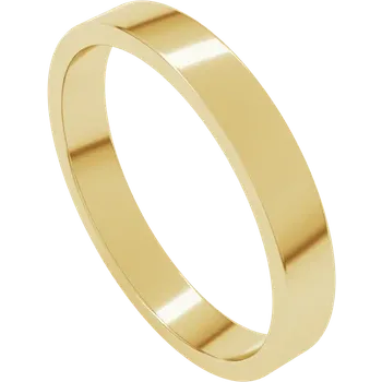 Minimalist solid yellow gold band ring with a polished finish.