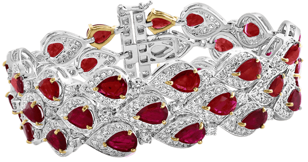 Exquisite Ruby Diamond White Gold Bracelet
