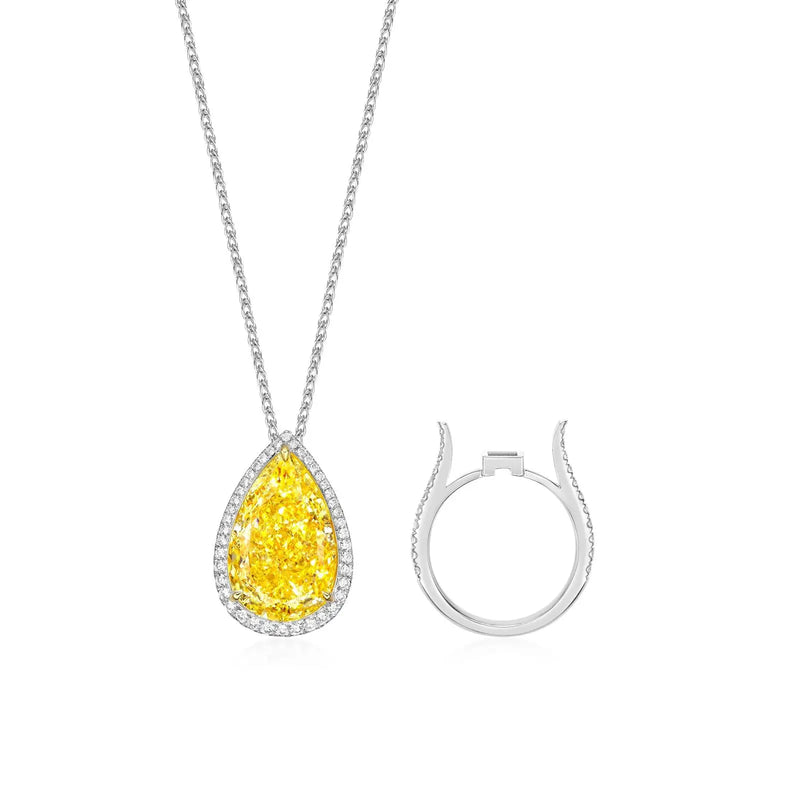 Petit Soleil, Pear Natural Fancy Yellow Diamond Necklace & Ring