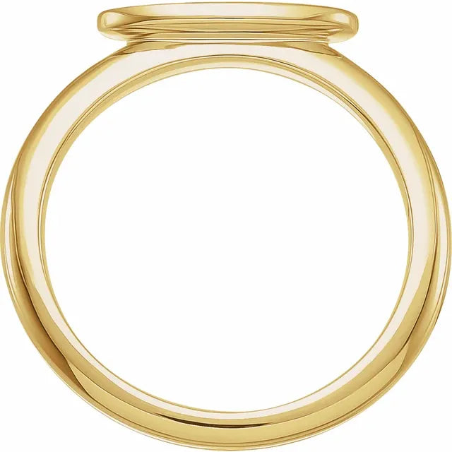 Polished 18k yellow gold band ring with a smooth, minimalist design.