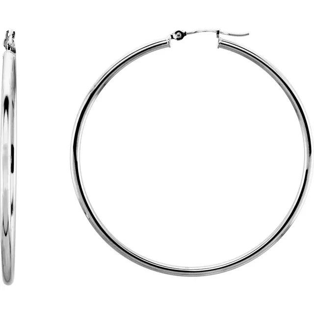 Round Tube Gold Hoop Earrings