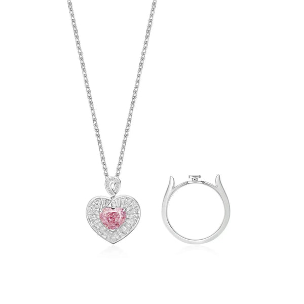 La Romantique, Natural Diamonds & Natural Fancy Pink Diamond Convertible Ring-Necklace