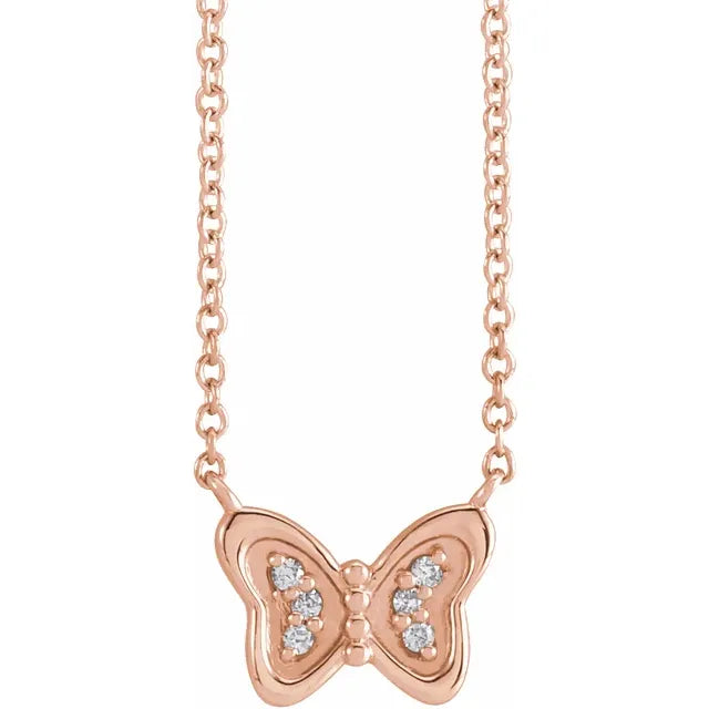 Natural Diamond Butterfly Necklace