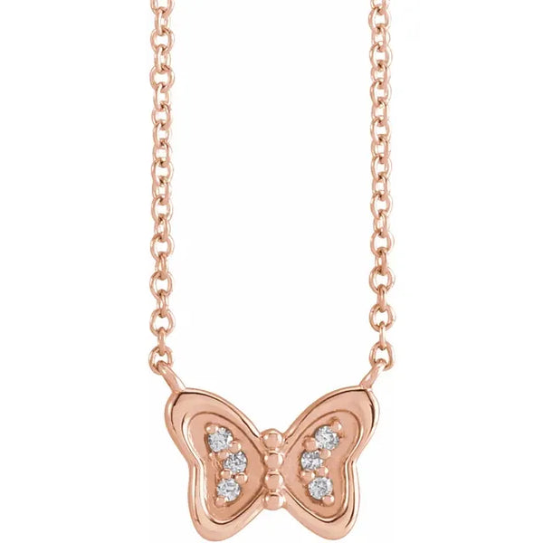 Natural Diamond Butterfly Necklace