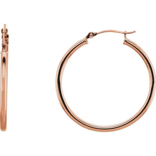 Round Tube Gold Hoop Earrings