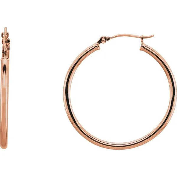 Round Tube Gold Hoop Earrings