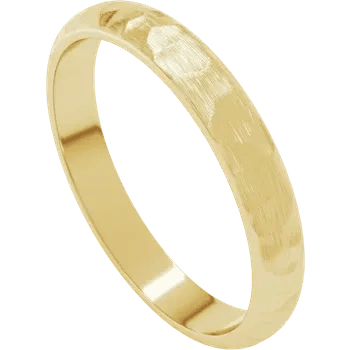 Classic 3mm Standard Fit Half Round Band - Satin Hammer Finish