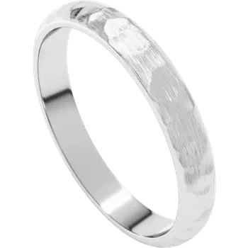 Classic 3mm Standard Fit Half Round Band - Satin Hammer Finish