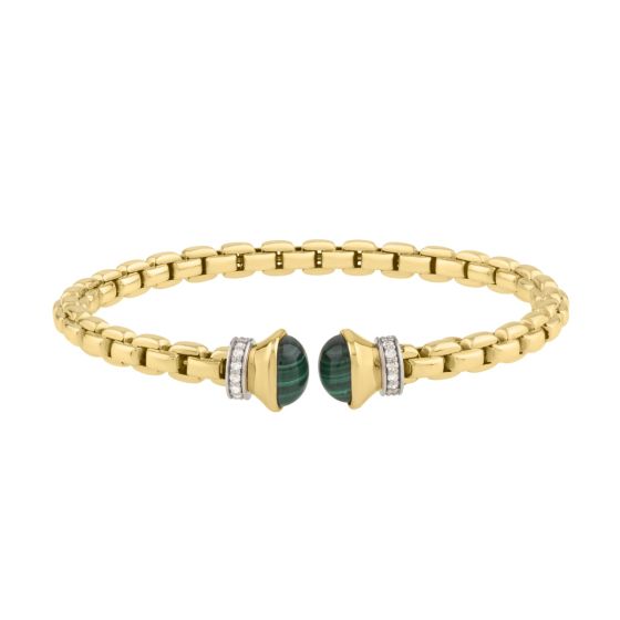 Venetian Link Cuff Bangle, Diamonds & Malachite