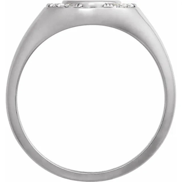 Engravable Signet Ring with Natural Diamonds