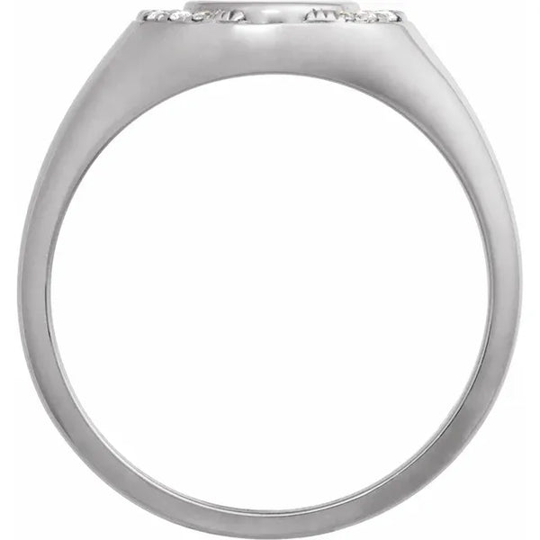Engravable Signet Ring with Natural Diamonds