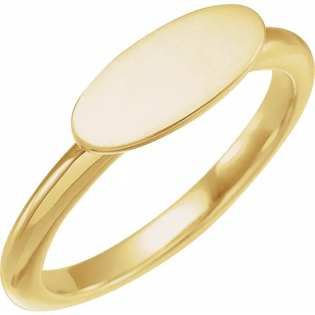 Minimalist 18k yellow gold oval signet ring for women