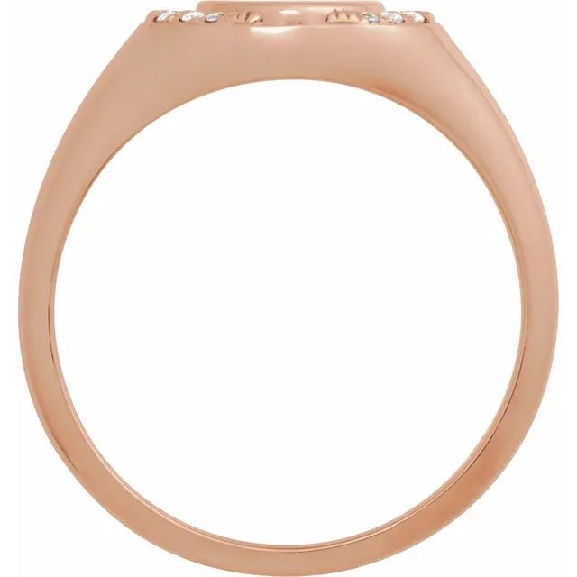 Engravable Signet Ring with Natural Diamonds