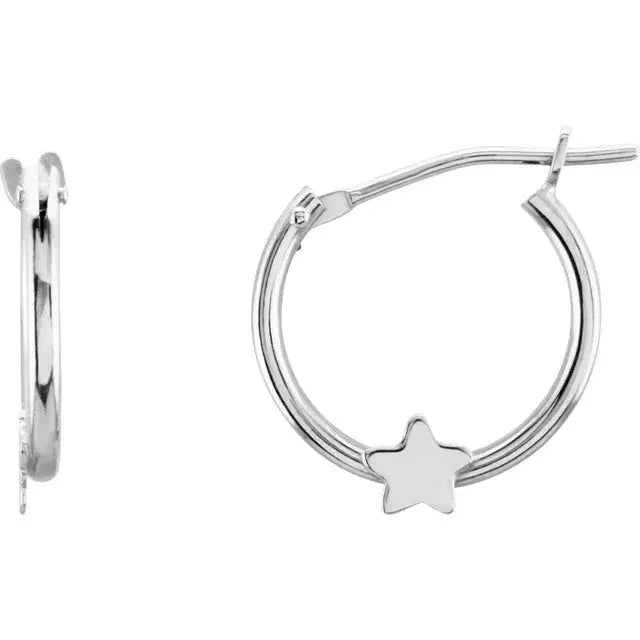 L'Étoile du Palais Royal, White Gold Star Hoop Earrings