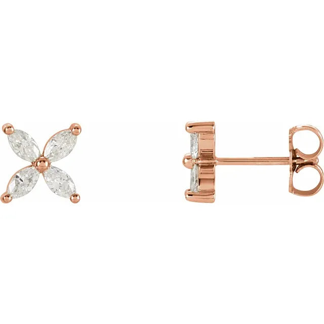 Les Petites Fleurs, Natural Diamond Cluster Marquise Earrings