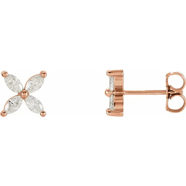 Les Petites Fleurs, Natural Diamond Cluster Marquise Earrings