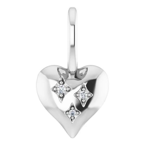 Natural Diamond Heart Charm Pendant